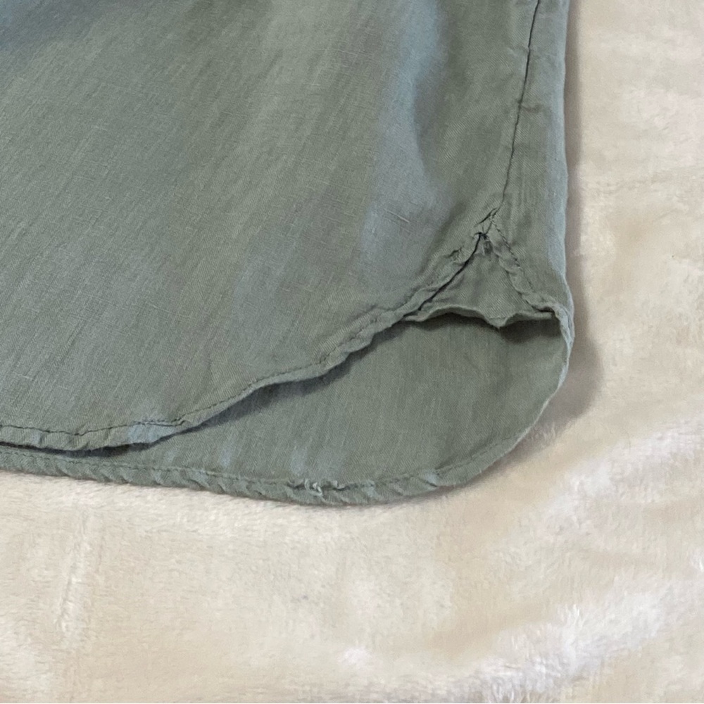SIGRID OLSEN / Green Linen Long Sleeve Button Front Shirt Size L - Picture 9 of 12